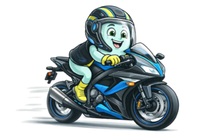 Milo qui fait de la moto