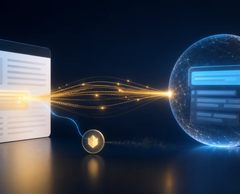 Lien lumineux vers une source dont le nom de marque reste dans l’ombre