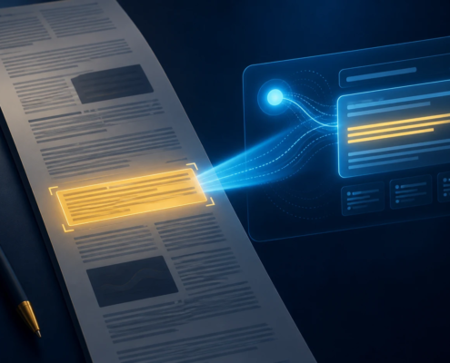 Passage précis surligné dans une page analysée par une interface de recherche IA